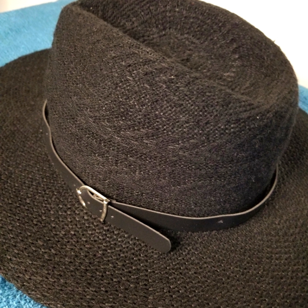 💲🩷⬇️ Marcus Adler | Black Fedora Style Hat w/Vegan Belt Accent